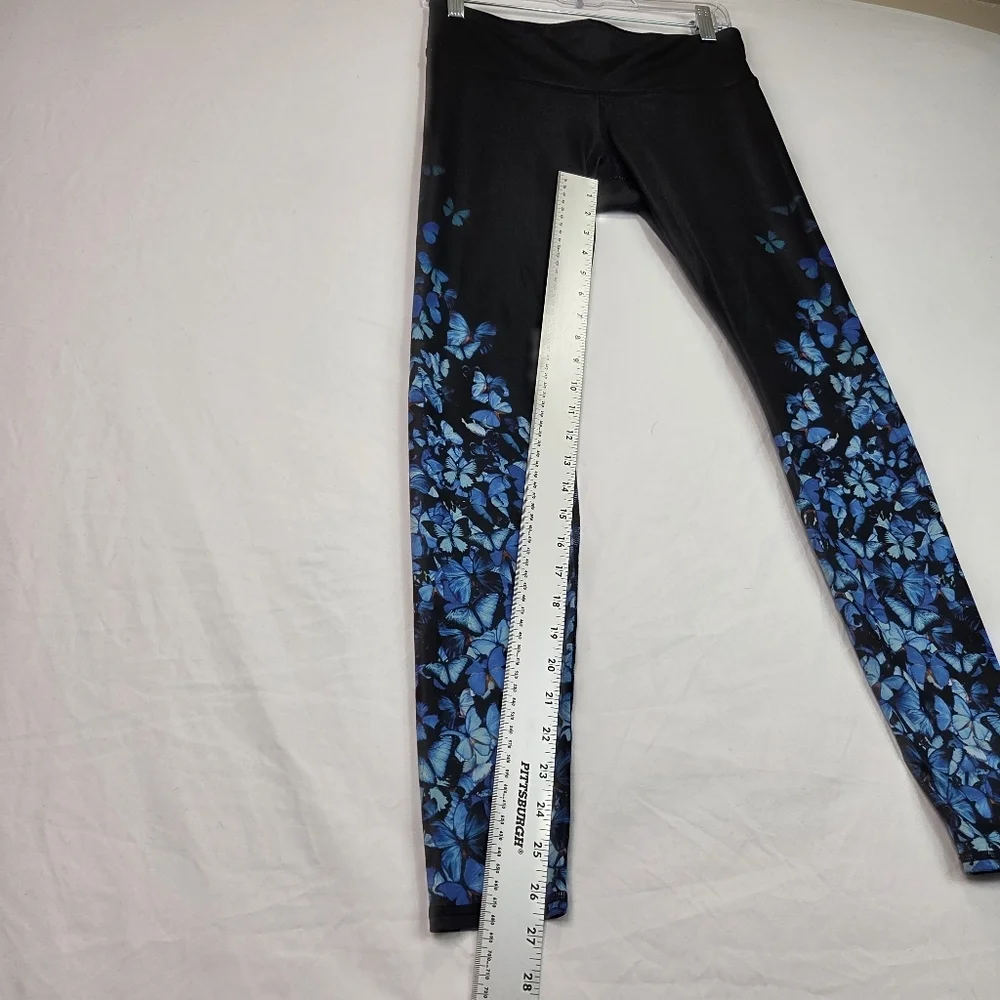 Alo Yoga Gypset Goddess Butterfly Print Leggings Black Blue High Rise Size S